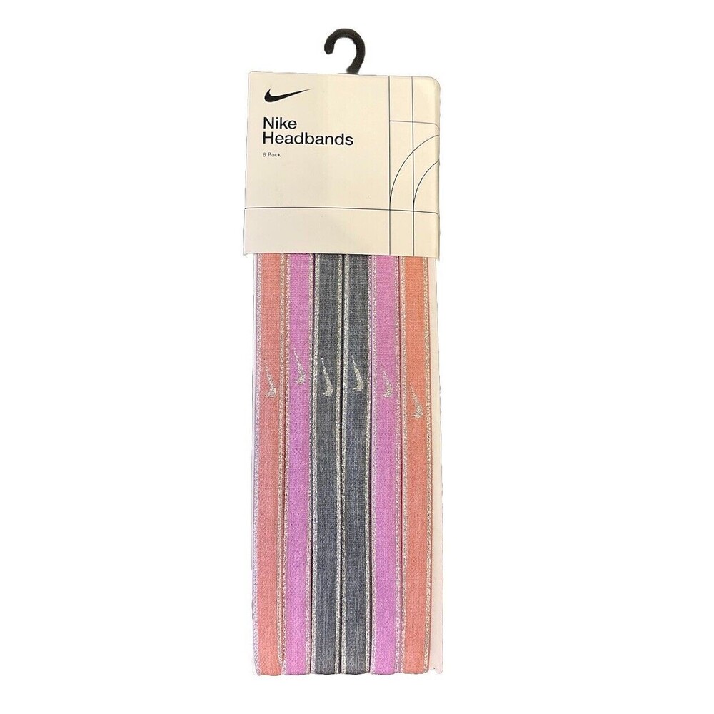 Nike Headband 6 Pack Hair Bands Colorful Silicone Slip Grip NEW